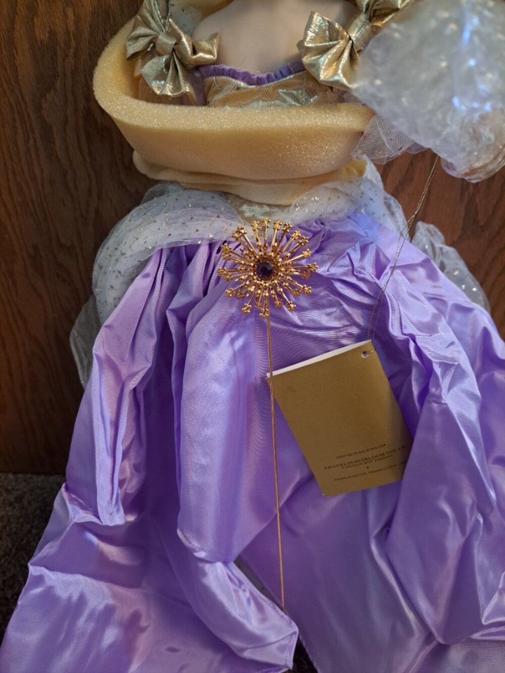 NIB Vntg 1989 Franklin Mint Cinderella's Fairy Godmother Porcelain Doll by Gerda - Picture 12 of 16